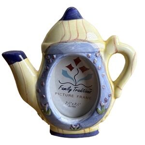 Family Traditions 2.5" X 3.4" Tea Pot Shape Yellow Blue